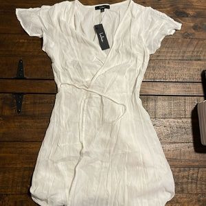 NWT LULUS Wrapped white dress.